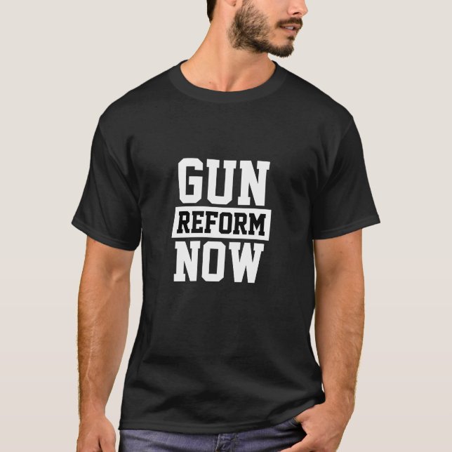T-shirt Réforme des armes maintenant moderne noir blanc bl (Devant)