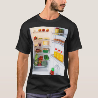 T-shirt Réfrigérateur ouvert rempli de nourriture