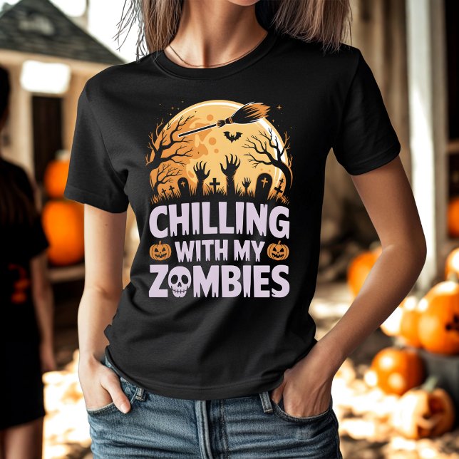 T-shirt Refroidissement avec mes zombies Effrayant Hallowe (Créateur téléchargé)