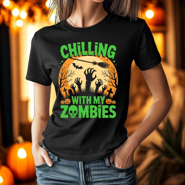 T-shirt Refroidissement avec mes zombies Effrayant Hallowe (Créateur téléchargé)