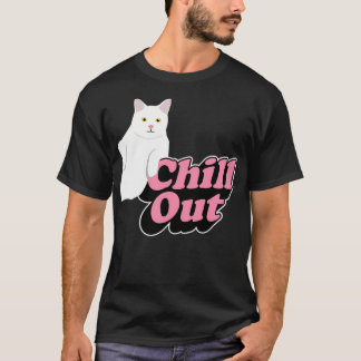 T-shirt Refroidissement - Chat Rétro Chillin En Rose Et