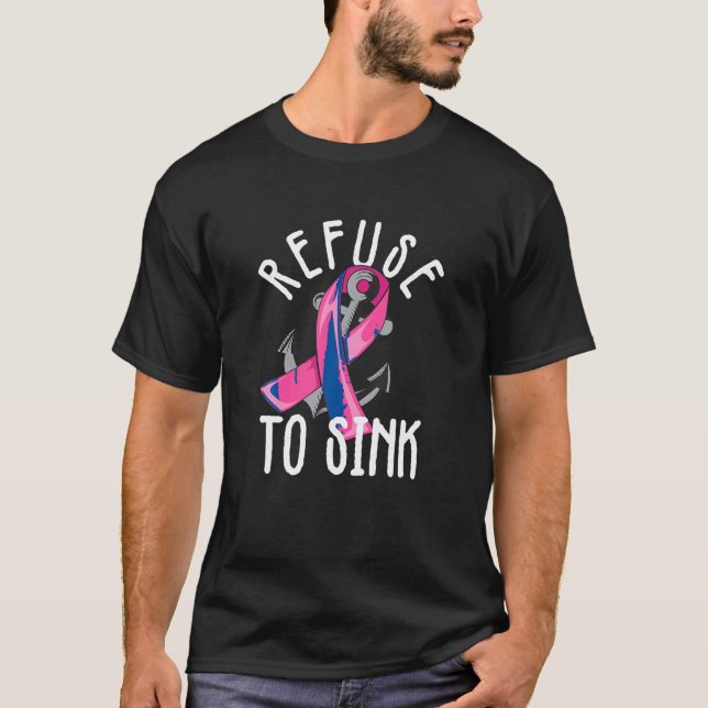 T-shirt Refuser De Souder Rose Ruban Ancre Cancer Du Sein  (Devant)