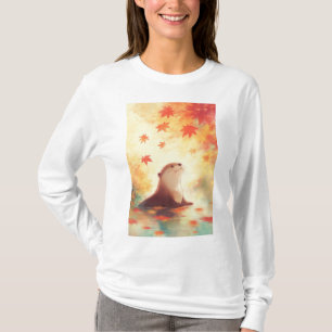 T-shirt Regard de la loutre sous les feuilles qui tombent