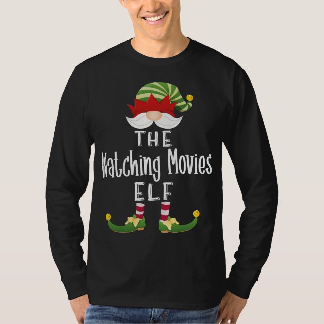 T-shirt Regarder des films Fête de pyjama de Noël d'Elf (Devant)