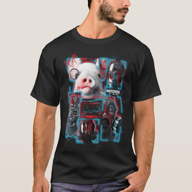 T-shirt Regardez les Panneaux de Masque Légion de Chiens G (Devant)