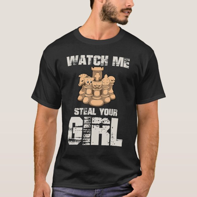 T-shirt Regardez-moi voler votre fille À damiers jeu d'éch (Devant)