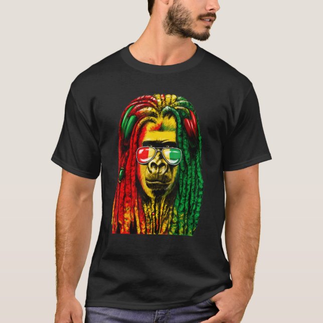 T-shirt Reggae Cool Gorilla Dreadlocks (Devant)