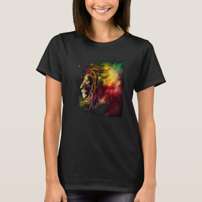 T-shirt Reggae Lion Rastafari Music Freedom Zion Jamaica (Devant)