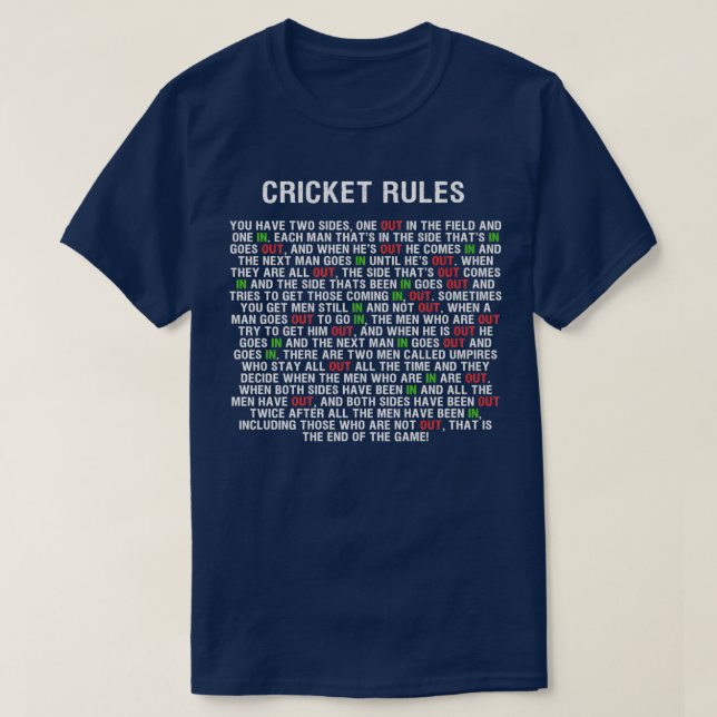 T-shirt Règles de cricket 1 (Design devant)