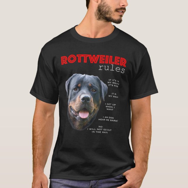 T-shirt Règles Drôle Pour Le Propriétaire D'Un Rottweiler (Devant)