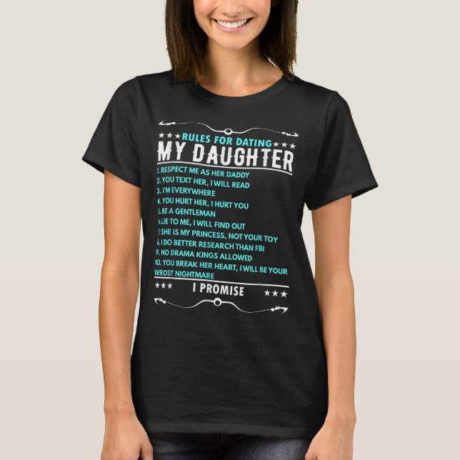 T-shirt Règles pour la fille en couche - Papa (Devant)