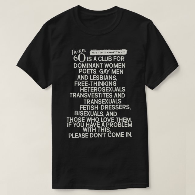 T-shirt RÈGLES RELATIVES AUX DÉFAITS 90s Gay Trans Nightcl (Design devant)