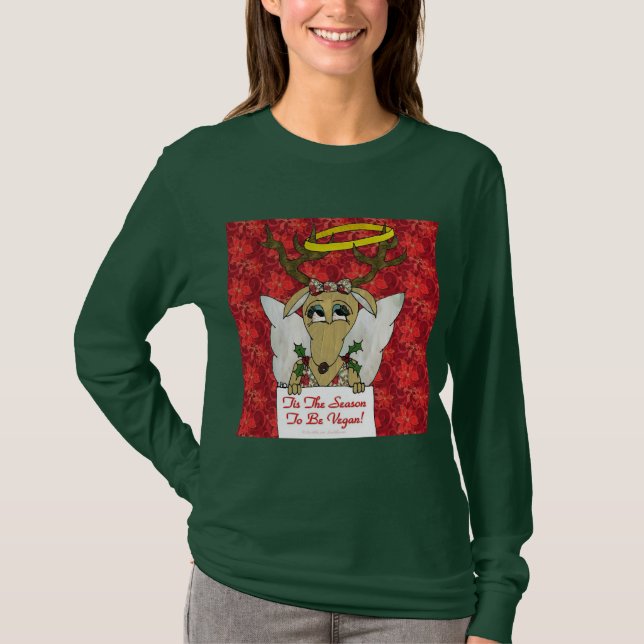 T-shirt Reindeer Angel C'est la saison d'être Vegan (Devant)