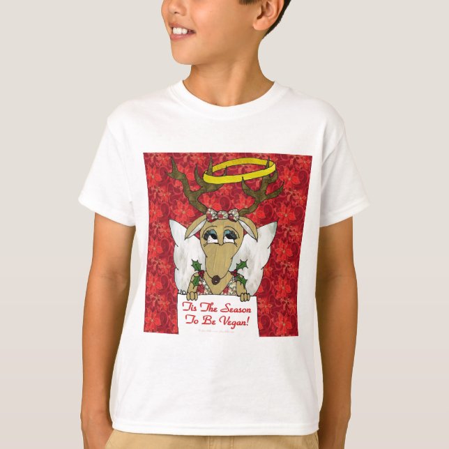 T-shirt Reindeer Angel C'est la saison d'être Vegan (Devant)