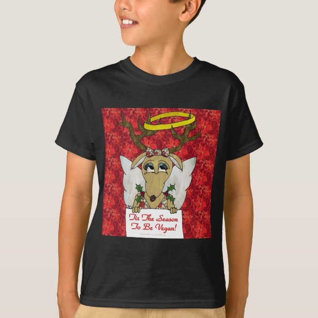 T-shirt Reindeer Angel C'est la saison d'être Vegan (Devant)