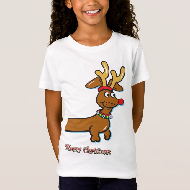 T-Shirt Reindeer Dachshund Joyeux Noël (Devant)