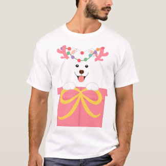 T-shirt Reindeer de Noël Samoyé dans une boîte cadeau