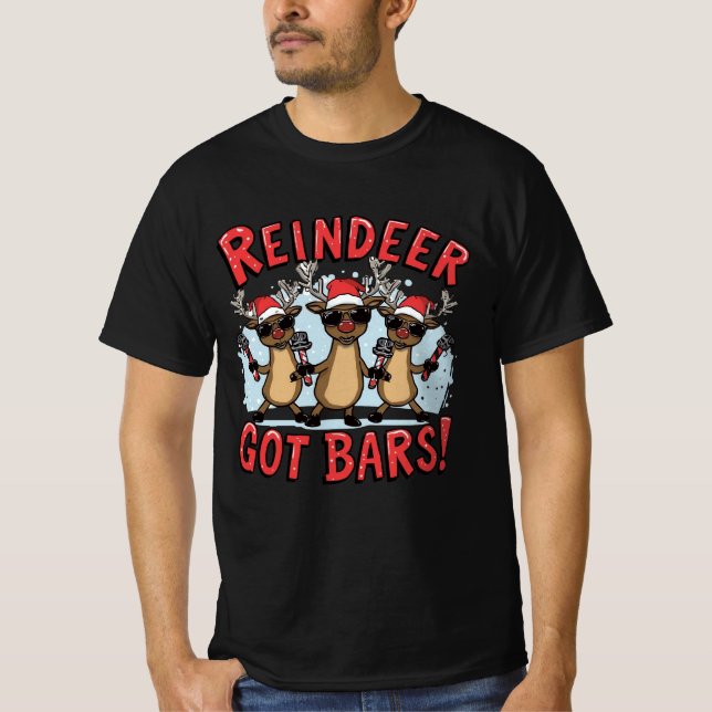T-shirt Reindeer Got Bars – Rap Christmas Design (Devant)