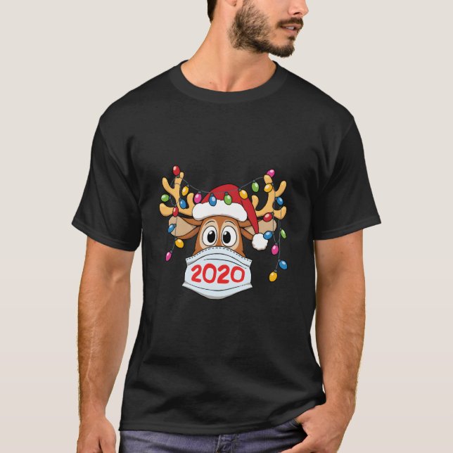 T-shirt Reindeer In And Garland 2020 (Devant)