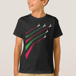 T-shirt Reindeer jets patriotique rayé rouge et vert merry