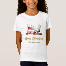 T-Shirt Reindeer Père Noël Joyeux Noël Custom Modern Girl