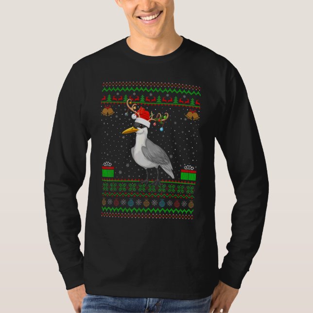 T-shirt Reindeer Santa Hat Correspondant Seaguls moches Bi (Devant)