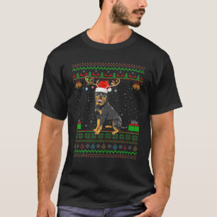 T-shirt Reindeer Santa Hat Correspondant Vilain Rottweeter