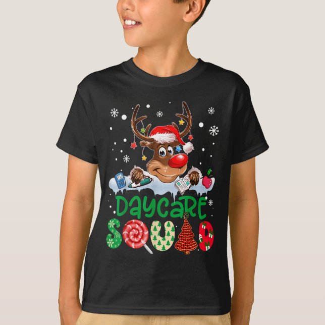 T-shirt Reindeer Santa Hat Daycare Squad Teacher Christmas (Devant)