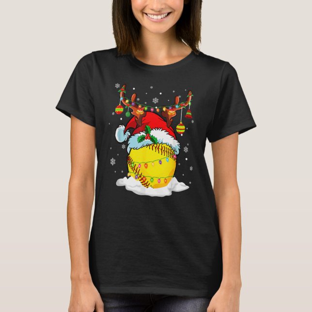 T-shirt Reindeer & Santa Hat Softball Softball Maman Chris (Devant)