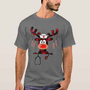 T-shirt Reindeer Scrubs Christmas Scrub Top Gants en caout