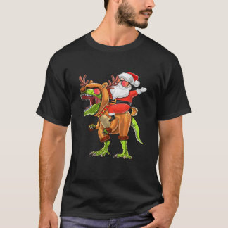 T-shirt Reindeer T Rex Dinosaur Père Noël Costume de Noël