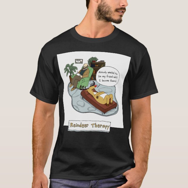 T-shirt Reindeer Therapy Cartoon de Noël humoristique (Devant)