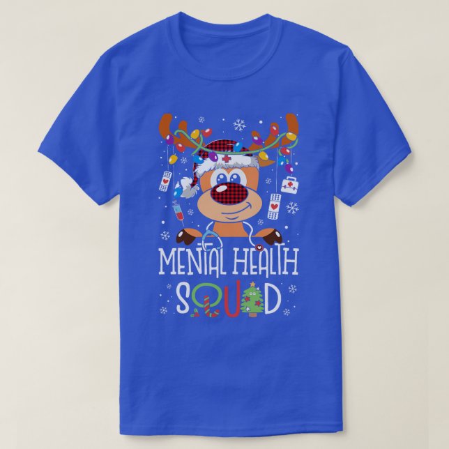 T-shirt Reinder Christmas Mental Health Squad Stethoscope (Design devant)