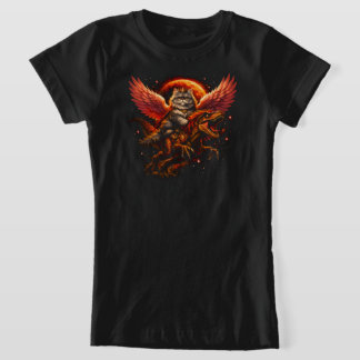 T-Shirt Reine chat sur un T-Rex ailé dans l'espace