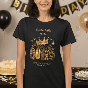T-shirt Reine d'anniversaire fun léopard Cinquantième Anni