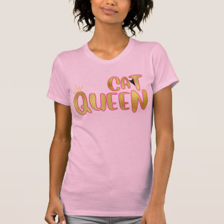 T-shirt Reine de chat pour femme avec couronne d'or métall