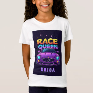 T-Shirt Reine de course Voiture Violette Filles Style Néon