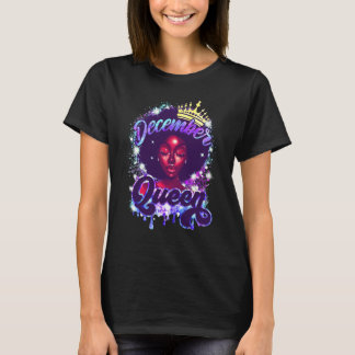 T-shirt Reine de Décembre Femmes Noires Reine Noire Joyeux