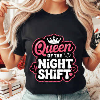 T-shirt Reine de l'équipe de nuit Couronne drôle de infirm