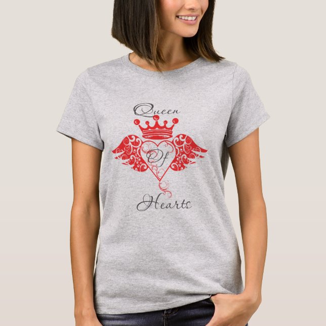 T-shirt Reine de pièce en t de coeurs (Devant)
