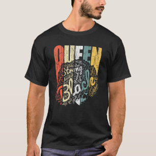 T-shirt Reine Forte femme noire Afro cheveux naturels Vint