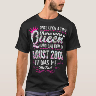 T-shirt Reine Née en août 2005 Femmes mignonnes 17e annive