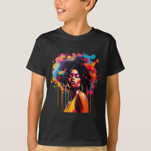 T-shirt reine noire afro mélanine gouttant juneteenth afri