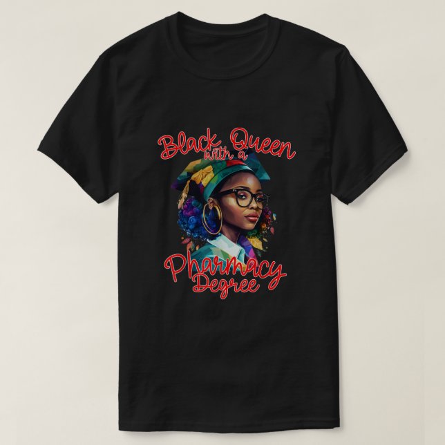 T-shirt Reine Noire Avec Une Pharmacie Degré PharmD Pharma (Design devant)
