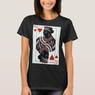 T-shirt reine noire de cœur jeu de cartes fier noir w