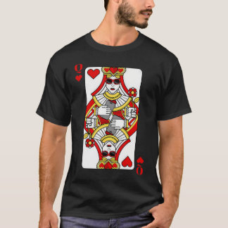 T-shirt Reine Noire de Cœur Jeu de Poker Casino