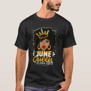 T-shirt Reine Noire Juin 1970 51E Anniversaire Filles Femm