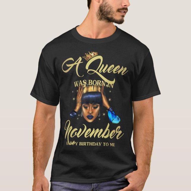 T-shirt Reine Noire Née En Novembre Anniversaire Black Gir (Devant)
