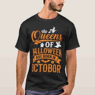 T-shirt Reines d'Halloween Nées en Octobre Typographie Vin
