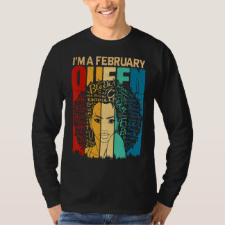 T-shirt Reines Février Anniversaire Black Women Afro Ameri